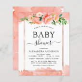 Budget Coral Peach Baby shower Pastel Uitnodiging (Voorkant / Achterkant)