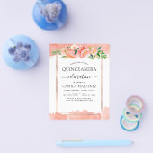 Budget Coral Peach Floral Quinceañera Flyer (Enkel)
