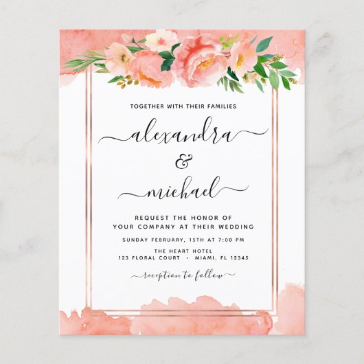 Budget Coral Peach Floral Wedding (Voorkant)