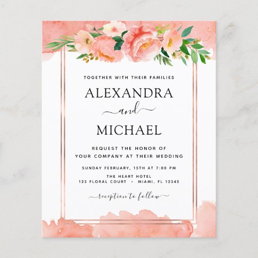 Budget Coral Peach Floral Wedding (Voorkant)