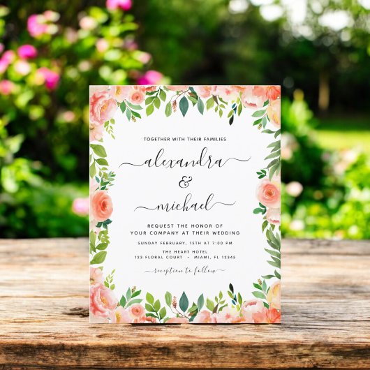 Budget Coral Peach Floral Wedding