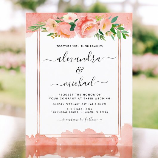 Budget Coral Peach Floral Wedding