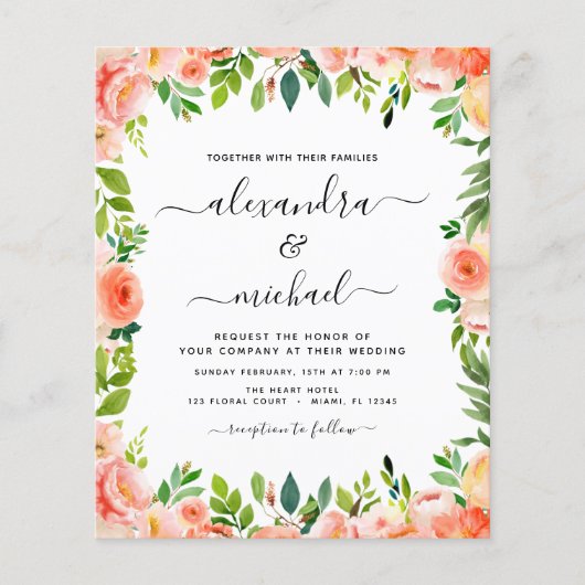 Budget Coral Peach Floral Wedding (Voorkant)