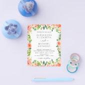 Budget Coral Peach Floral Wedding Flyer (Enkel)