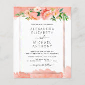 Budget Coral Peach Floral Wedding Flyer (Voorkant)