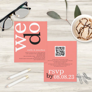 BUDGET Coral Roos Text QR Code Weddenschap Uitnodi