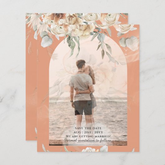 BUDGET Coral Terracotta Pampas Grass Wedding (Voorkant / Achterkant)