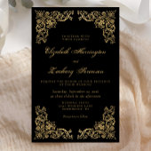 Budget  Corners Black Gold Wedding Invite