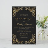 Budget  Corners Black Gold Wedding Invite (Staand voorkant)