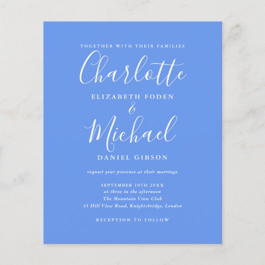 Budget Cornflower Blauwe Foto Uitnodiging van de b