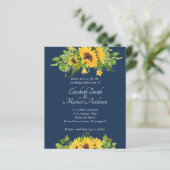 Budget Country Sunbloemen Navy Wedding Invitations (Staand voorkant)