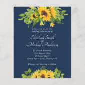 Budget Country Sunbloemen Navy Wedding Invitations (Voorkant)