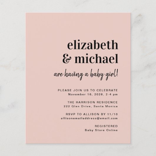 Budget Couples Baby Girl Shower (Voorkant)