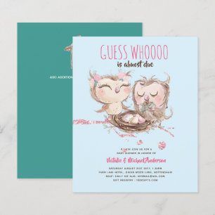 BUDGET Couples Baby shower Cute Owls Woodland Inv.