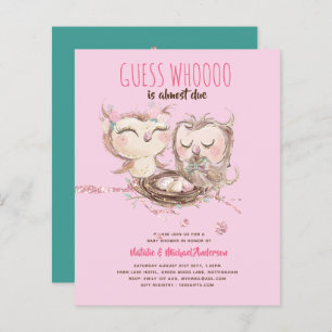 BUDGET Couples Baby shower Cute Owls Woodland Inv.