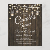 Budget Couple's Shower Rustic Wood Invitation Flyer (Voorkant)