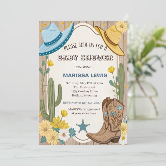 Budget cowboy Bleu Gele westernlaarzen vilthoed Kaart (Staand voorkant)