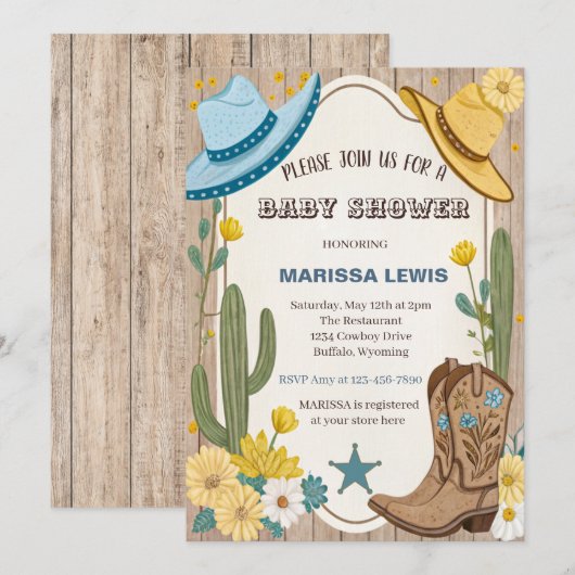 Budget cowboy Bleu Gele westernlaarzen vilthoed Kaart (Voorkant / Achterkant)