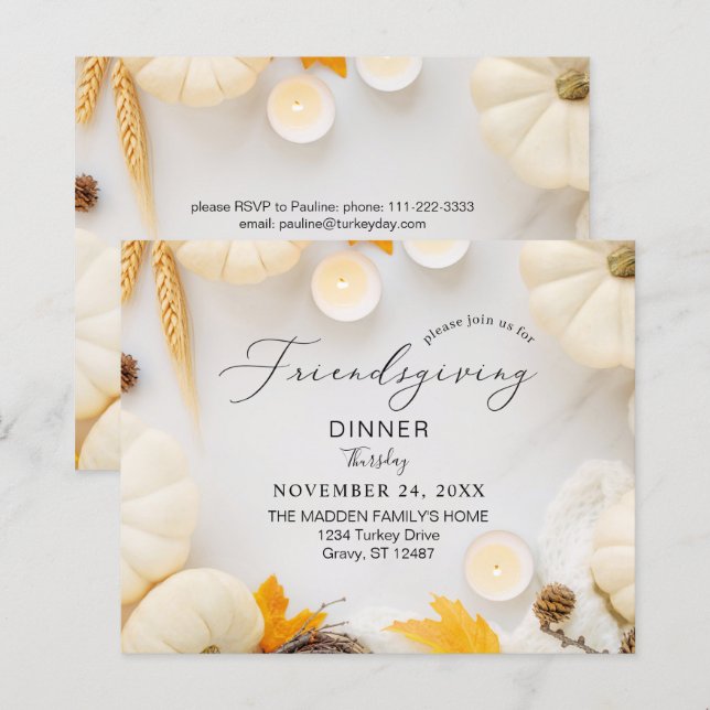Budget Cozy Friendsgiving Dinner Pumpkin (Voorkant / Achterkant)