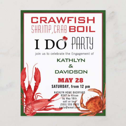 BUDGET Crawfish Boil Verloving 4 Fotouitnodiging (Voorkant)