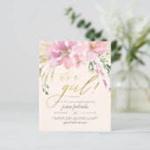 Budget Cream Blush & Gold Girl Floral Baby shower (Staand voorkant)