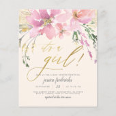 Budget Cream Blush & Gold Girl Floral Baby shower (Voorkant)