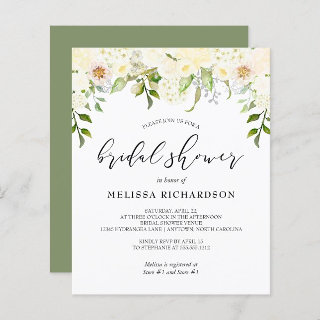 Budget Cream Floral Bridal Shower (Voorkant / Achterkant)