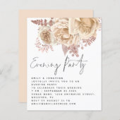 BUDGET Cream Florals Wedding Evening Party uitnodi (Voorkant / Achterkant)