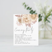 BUDGET Cream Florals Wedding Evening Party uitnodi (Staand voorkant)