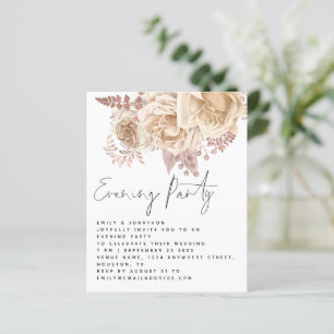 BUDGET Cream Florals Wedding Evening Party uitnodi