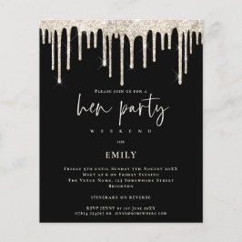 Budget Cream Glitter Drip Hen Weekend Black Invite