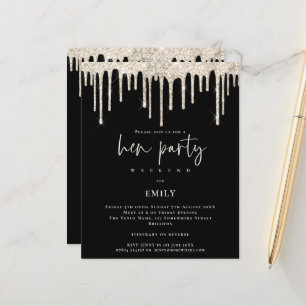 Budget Cream Glitter Drip Hen Weekend Black Invite