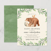 Budget Cream Greenery Forest Animals Baby shower (Voorkant / Achterkant)
