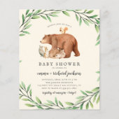 Budget Cream Greenery Forest Animals Baby shower (Voorkant)