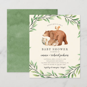 Budget Cream Greenery Forest Animals Baby shower