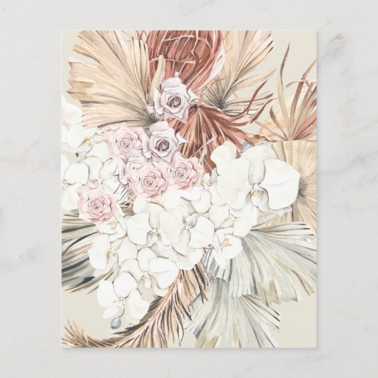 Budget Cream Pampas Dried Floral Oerwoud Wedding Flyer (Achterkant)