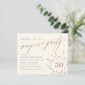 Budget Cream & Roos Gold Script Surprise Party (Staand voorkant)