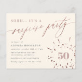Budget Cream & Roos Gold Script Surprise Party (Voorkant)