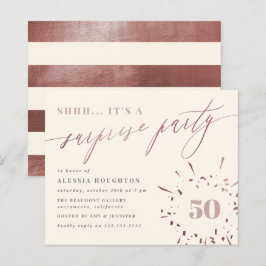 Budget Cream & Roos Gold Script Surprise Party