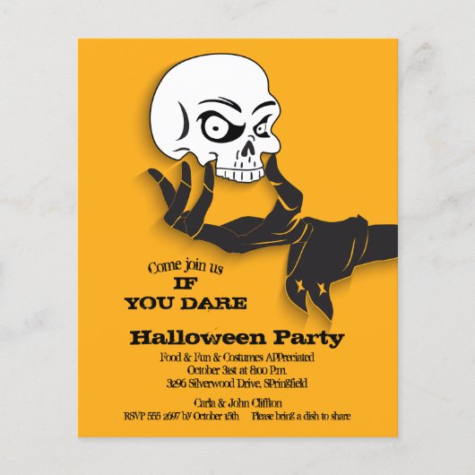 Budget Creepy Skull Halloween Uitnodiging Flyer (Voorkant)