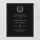 Budget Crest Black Foto Uitnodiging voor het Huwel (Voorkant)