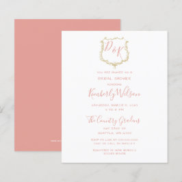 Budget Crest Gold Blush Bridal Shower Uitnodiging