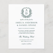 Budget Crest Monogram Huwelijk QR Code Uitnodiging (Voorkant)