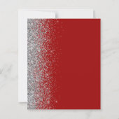 Budget Crimson Silver Glitter bruiloft uitnodiging (Achterkant)