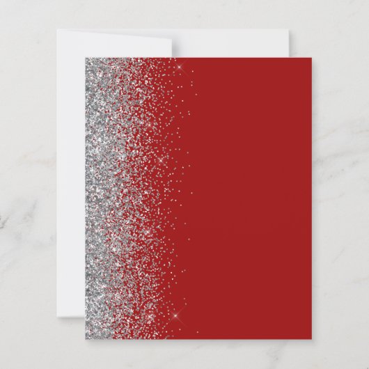 Budget Crimson Silver Glitter bruiloft uitnodiging (Achterkant)