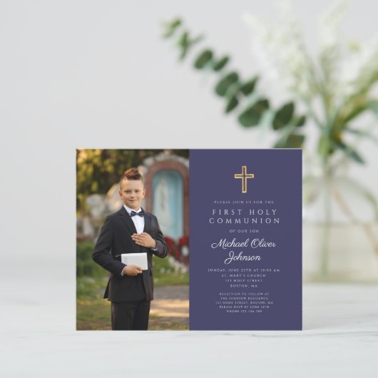 Budget Cross Blue Stripe Foto Boy First Community (Staand voorkant)