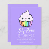 Budget Cupcake Kind Birthday Party Invitation (Voorkant / Achterkant)