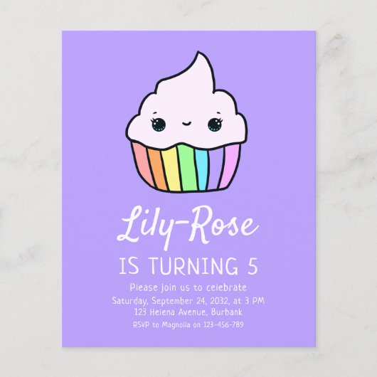 Budget Cupcake Kind Birthday Party Invitation (Voorkant)