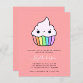 Budget Cupcake Kind Birthday Party Invitation (Voorkant / Achterkant)