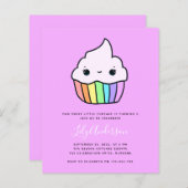Budget Cupcake Kind Birthday Party Invitation (Voorkant / Achterkant)